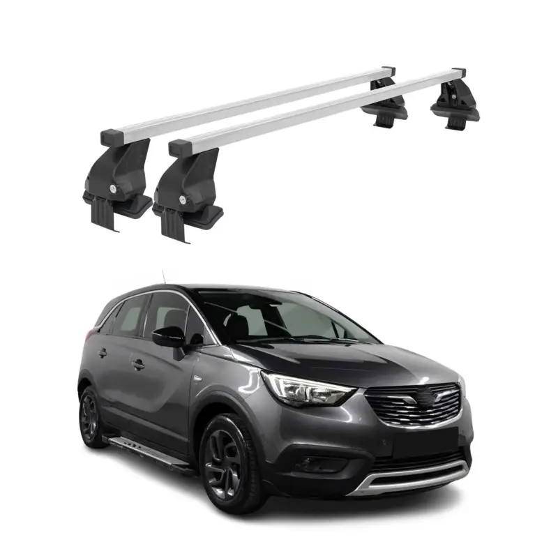 Menabo Dachträger Grundtäger für Opel Crossland X 2017-2024 50kg Alu Silber 2x Heißes Angebot