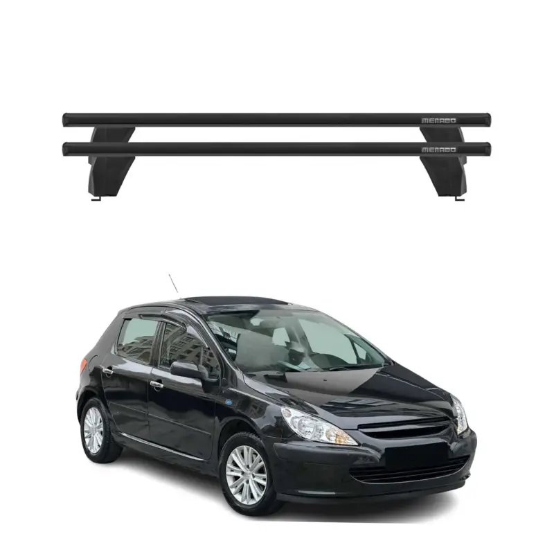 Menabo Dachträger Grundtäger für Peugeot 307 2001-2008 3tür 75kg Alu Schwarz 2x Top-Preis