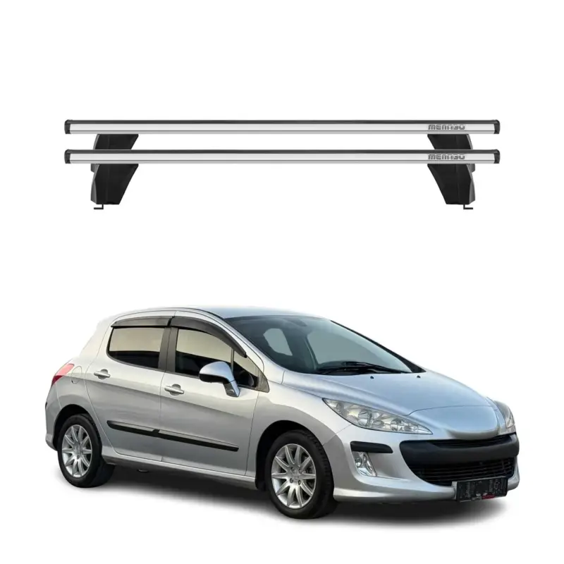Menabo Dachträger Grundtäger für Peugeot 308 2007-2013 75kg Alu Silber 2 tlg Preis Gesenkt