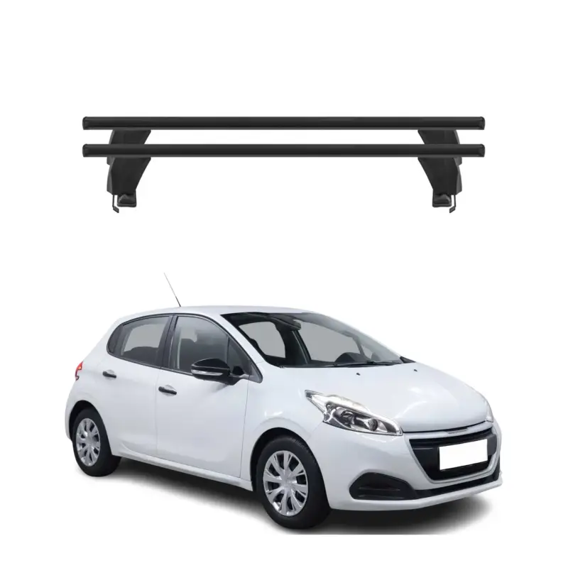 Markenware Menabo Dachträger Grundtäger für Peugeot 208 2015-2019 FL 50kg Alu Schwarz 2 tlg