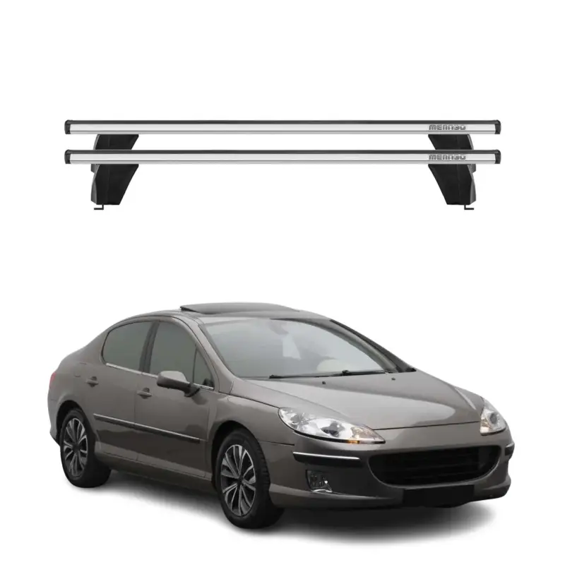Menabo Dachträger Grundtäger für Peugeot 407 2004-2012 75kg Alu Silber 2 tlg Mega-Angebot