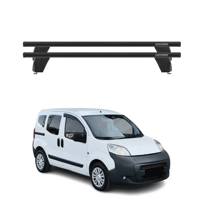 Menabo Dachträger Grundtäger für Peugeot Bipper 2007-2017 75kg Alu Schwarz 2 tlg Neu Im Sortiment