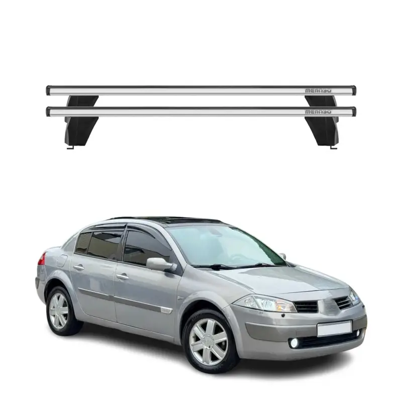 Menabo Dachträger Grundtäger für Renault Megane 2002-2009 75kg Alu Silber 2 tlg Geprüft