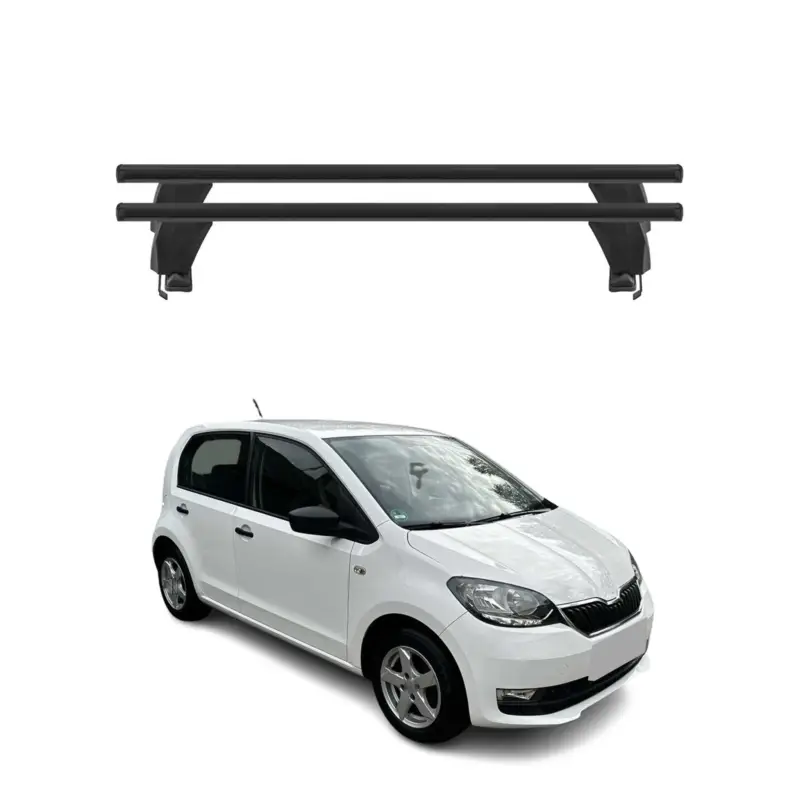 Zertifiziert Menabo Dachträger Grundtäger für Skoda Citigo 2011-2019 3tür 50kg Alu Schwarz 2x