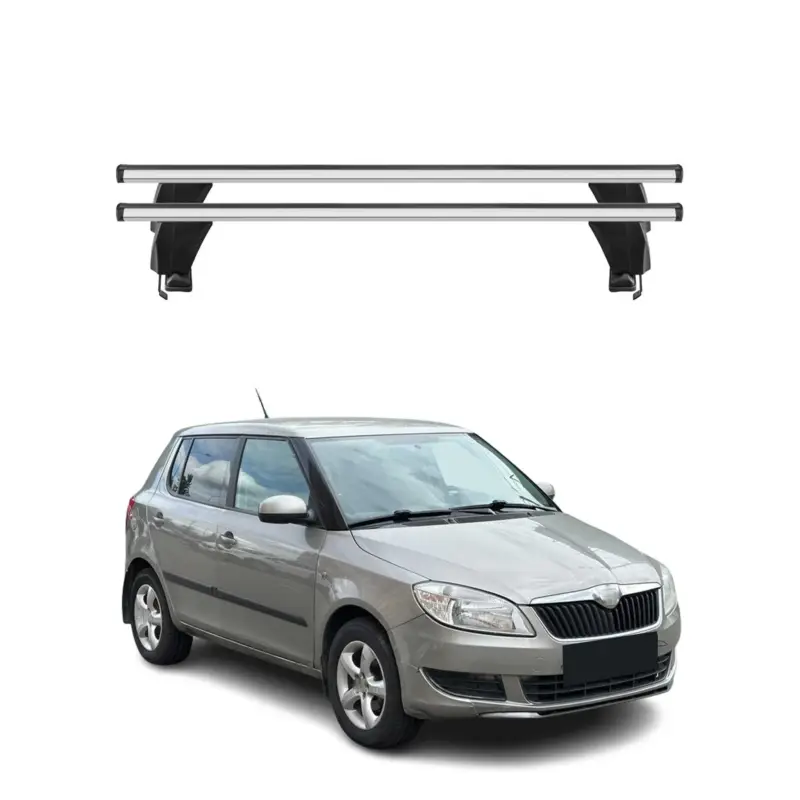 Sichere Zahlung Menabo Dachträger Grundtäger für Skoda Fabia mk2 2007-2014 50kg Alu Silber 2 tlg