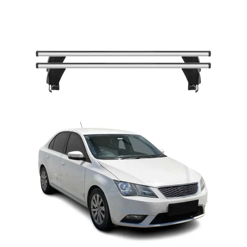 Menabo Dachträger Grundtäger für Seat Toledo mk4 2012-2019 50kg Alu Silber 2 tlg Ausverkauf