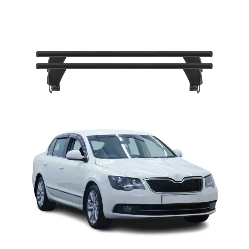 Wochenendangebot Menabo Dachträger für Skoda Superb mk2 2008-2013 Pre-FL 50kg Alu Schwarz 2x