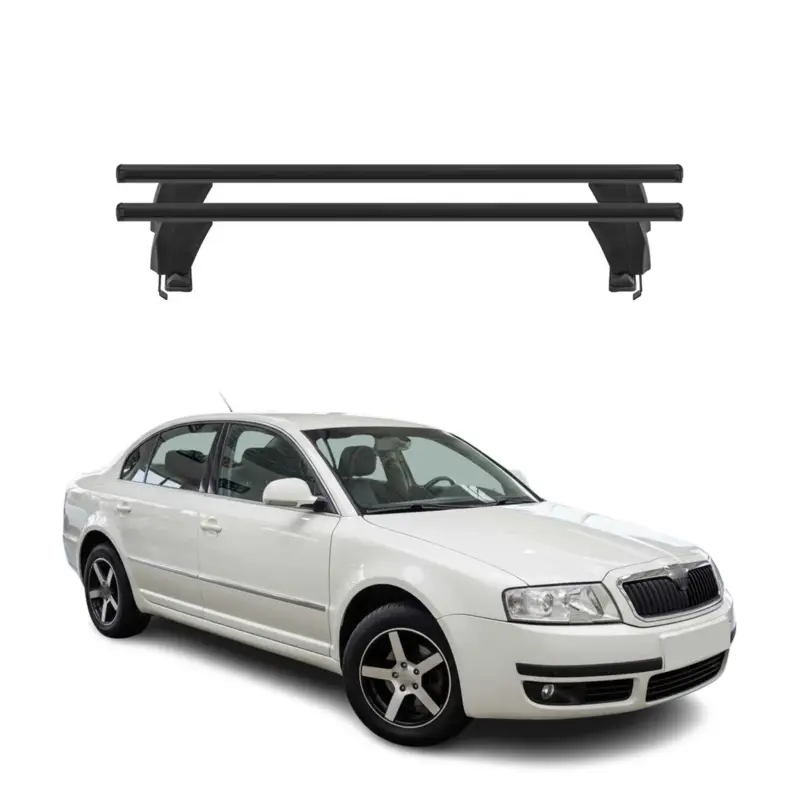 Sofort Bestellen Menabo Dachträger Grundtäger für Skoda Superb mk1 2001-2008 50kg Alu Schwarz 2x