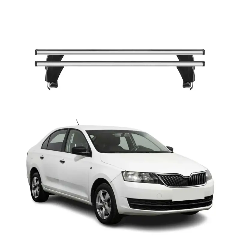 Menabo Dachträger Grundtäger für Skoda Rapid 2012-2019 50kg Alu Silber 2 tlg Must-Have