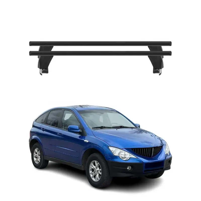 Menabo Dachträger Grundtäger für SsangYong Actyon 2006-2011 50kg Alu Schwarz 2x Geprüft
