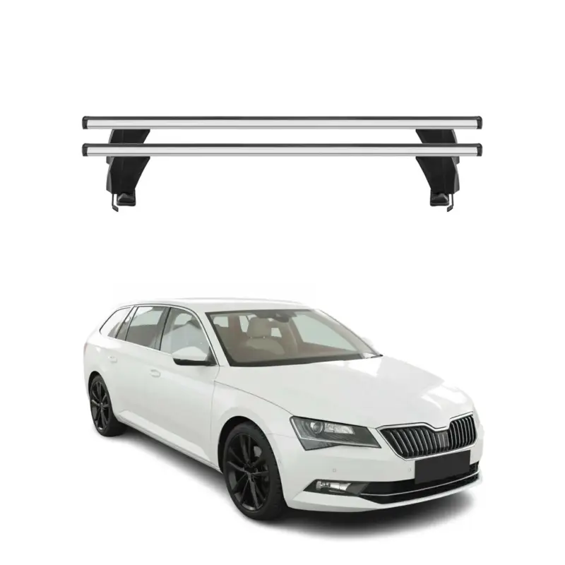 Menabo Dachträger für Skoda Superb mk3 Kombi 2015-2019 Pre-FL 50kg Alu Silber 2x Günstig