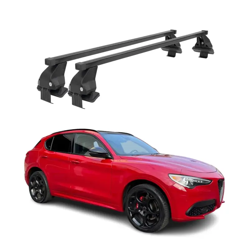 Menabo Dachträger Grundtäger für Alfa Romeo Stelvio 2016-2026 50kg Stahl Schwarz Preis Gesenkt