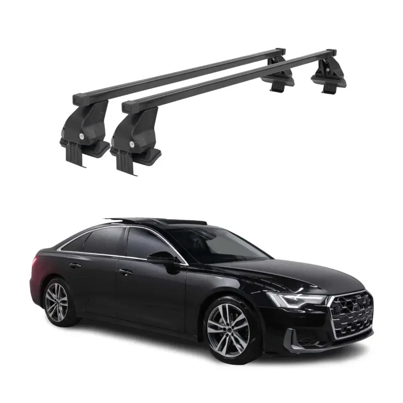Sofort Bestellen Menabo Dachträger Grundtäger für Audi A6 C8 Limo 2018-2025 50kg Stahl Schwarz 2x