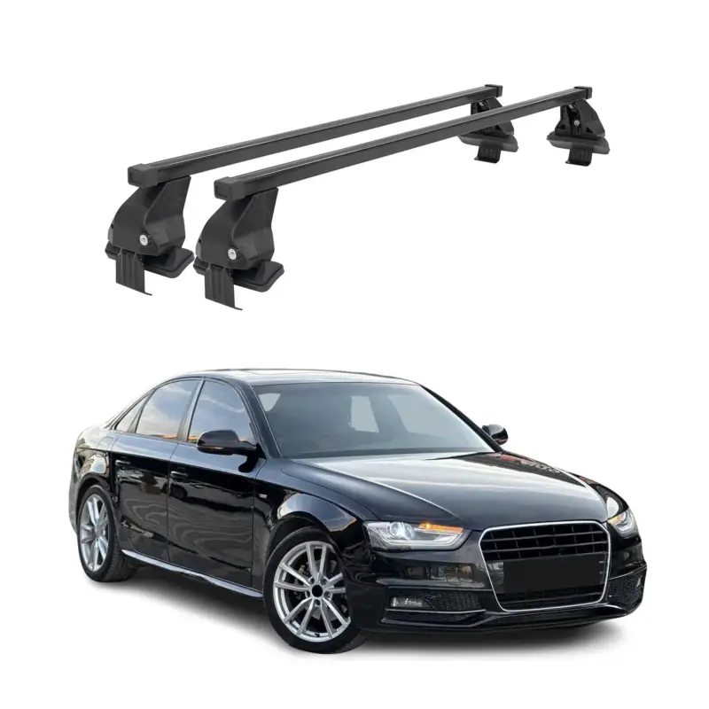 Zertifiziert Menabo Dachträger für Audi A4 B8 Limo 2008-2012 Pere-FL 50kg Stahl Schwarz 2x