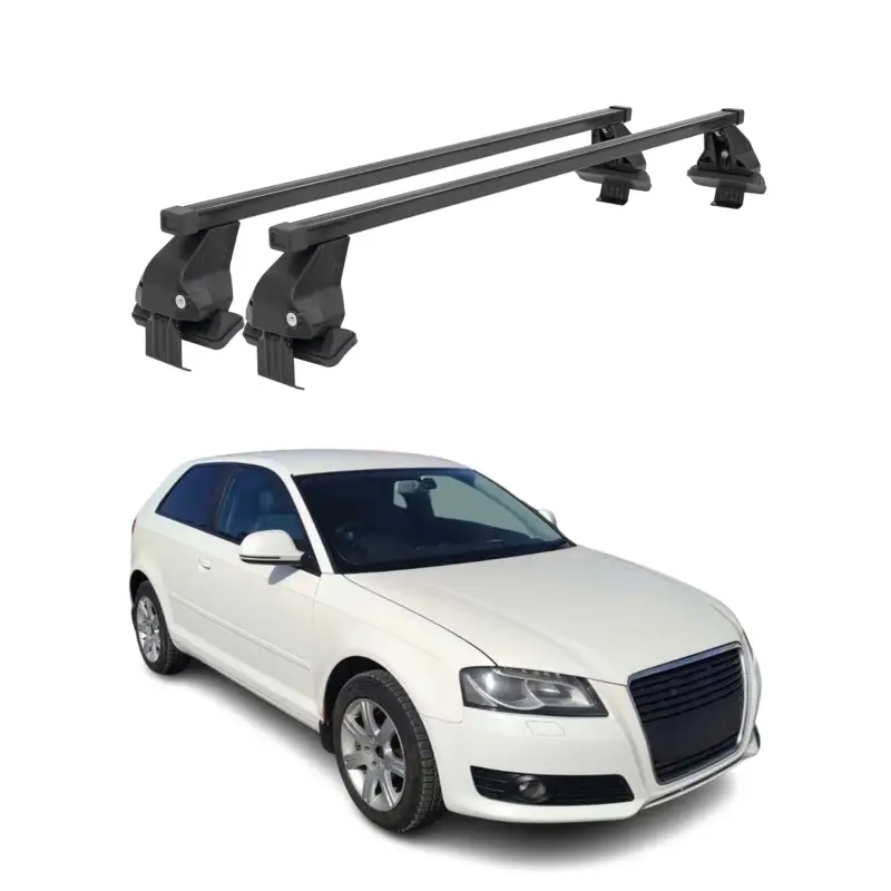 Top-Seller Menabo Dachträger Grundtäger für Audi A3 8P 3tür 2003-2012 50kg Stahl Schwarz 2x