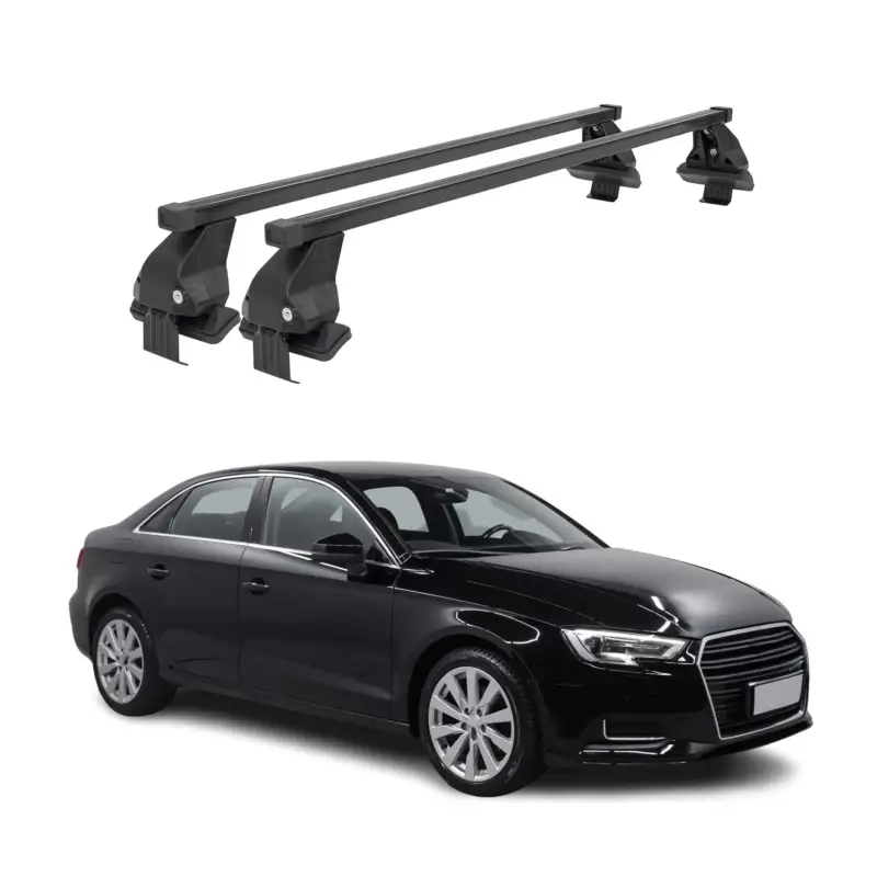 Menabo Dachträger Grundtäger für Audi A3 Stufenheck 2012-2020 50kg Stahl Schwarz Preis Gesenkt