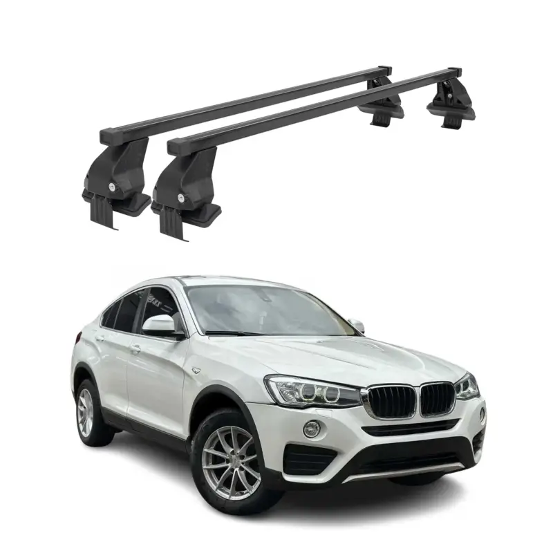 Garantierte Lieferung Menabo Dachträger Grundtäger für BMW X4 F26 2014-2018 50kg Stahl Schwarz 2 tlg