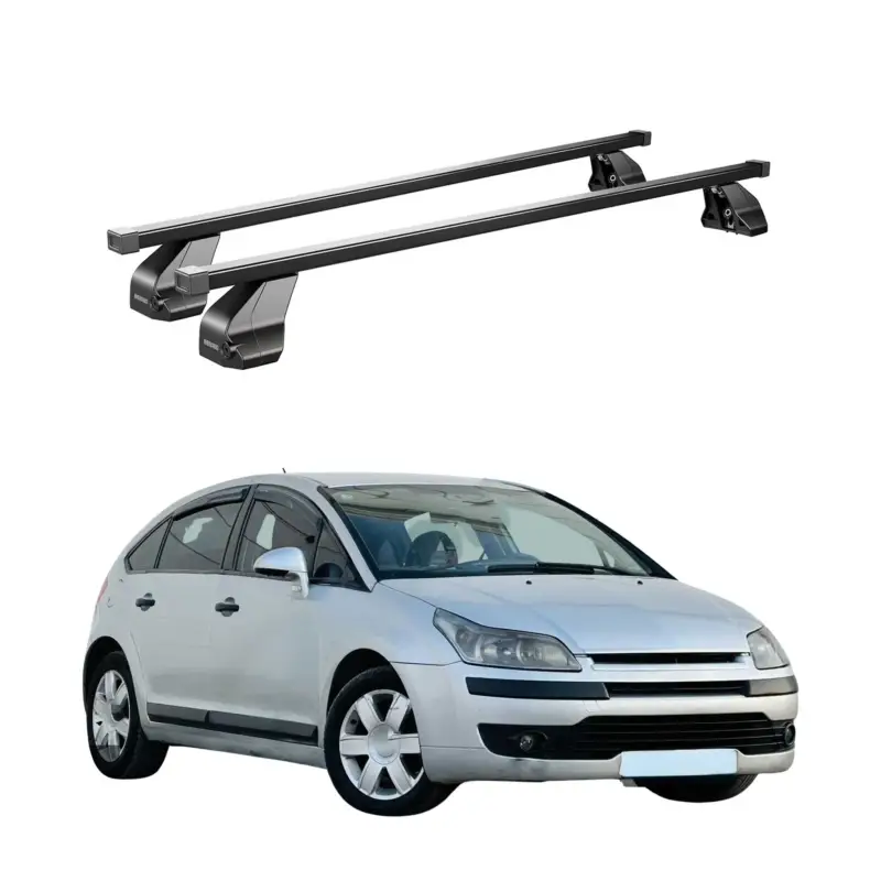 Heißes Angebot Menabo Dachträger Grundtäger für Citroen C4 2004-2010 75kg Stahl Schwarz 2 tlg