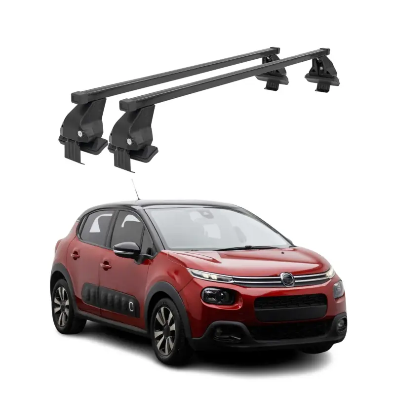 Sofort Bestellen Menabo Dachträger Grundtäger für Citroen C3 2016-2024 50kg Stahl Schwarz 2 tlg