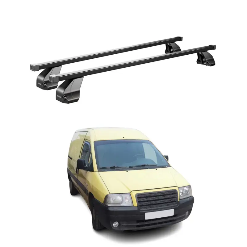 Menabo Dachträger Grundtäger für Citroen Jumpy 1995-2006 75kg Stahl Schwarz 2x Neue Kollektion