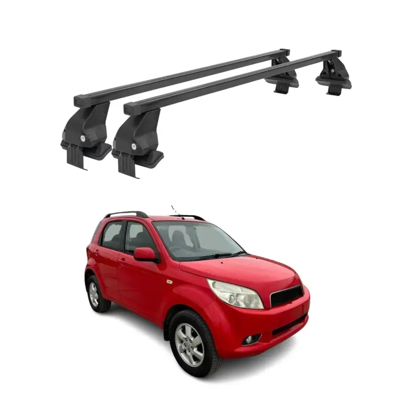 Menabo Dachträger Grundtäger für Daihatsu Terios 2006-2017 50kg Stahl Schwarz 2x Nur Für Kurze Zeit