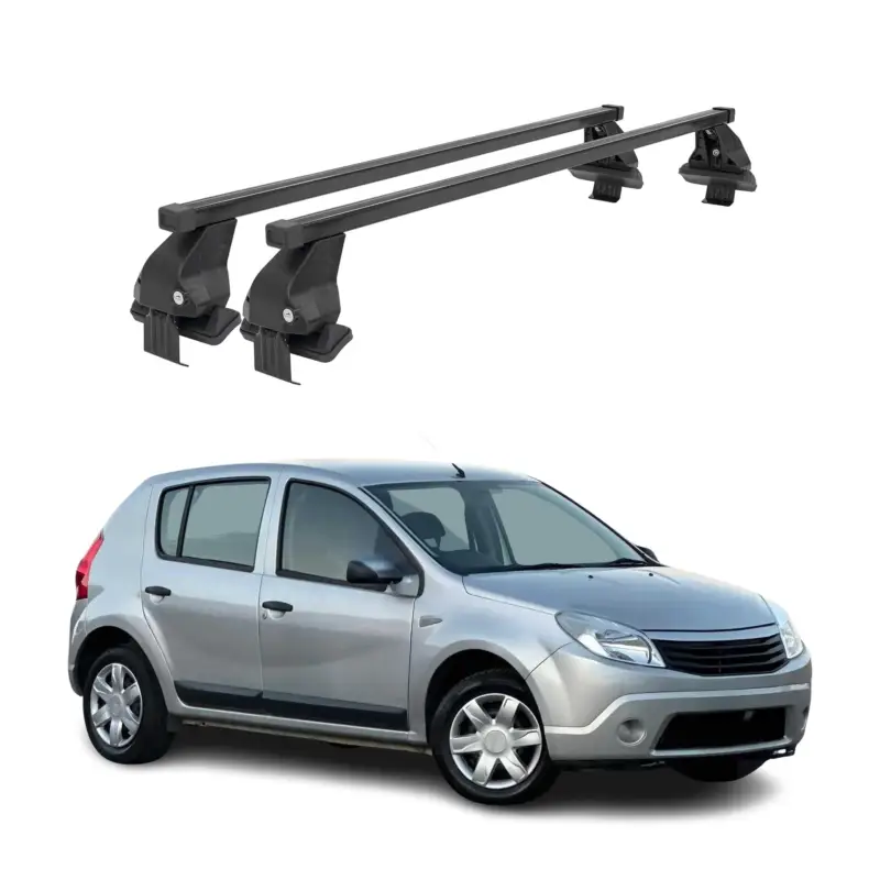 Menabo Dachträger Grundtäger für Dacia Sandero 2007-2012 50kg Stahl Schwarz 2x Super-Preis