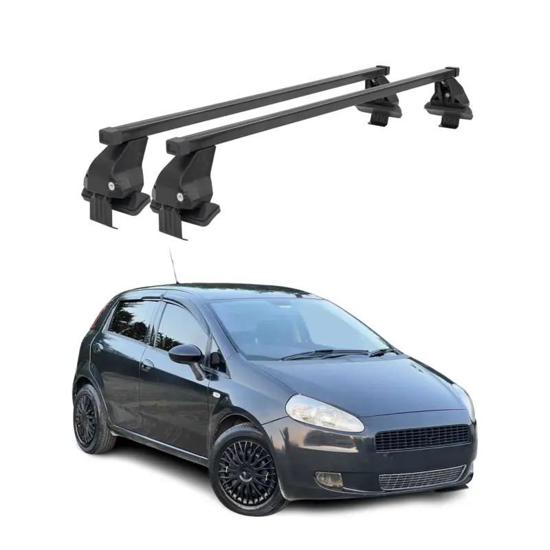 Menabo Dachträger für Fiat Grande Punto 2005-2012 3tür 50kg Stahl Schwarz 2x Bestpreis