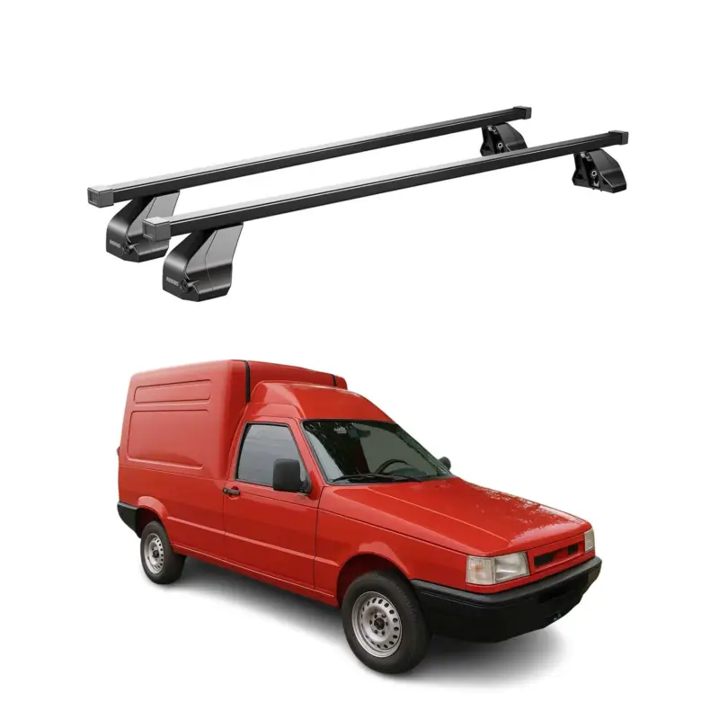 Markenprodukt Menabo Dachträger Grundtäger für Fiat Fiorino 1987-2007 75kg Stahl Schwarz 2 tlg