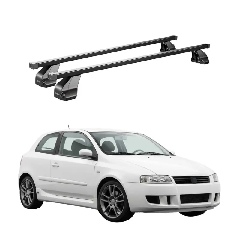Menabo Dachträger Grundtäger für Fiat Stilo 2001-2010 3tür 75kg Stahl Schwarz 2x Schnäppchen