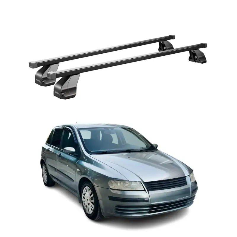 Menabo Dachträger Grundtäger für Fiat Stilo 2001-2010 5tür 75kg Stahl Schwarz 2x Zertifiziert