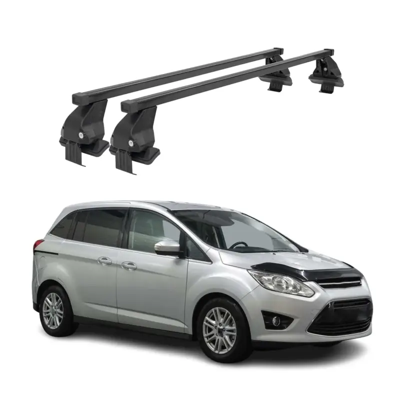 Markenprodukt Menabo Stahl Dachträger Gepäckträger für Ford C-Max 2010-2019 Schwarz 2tlg