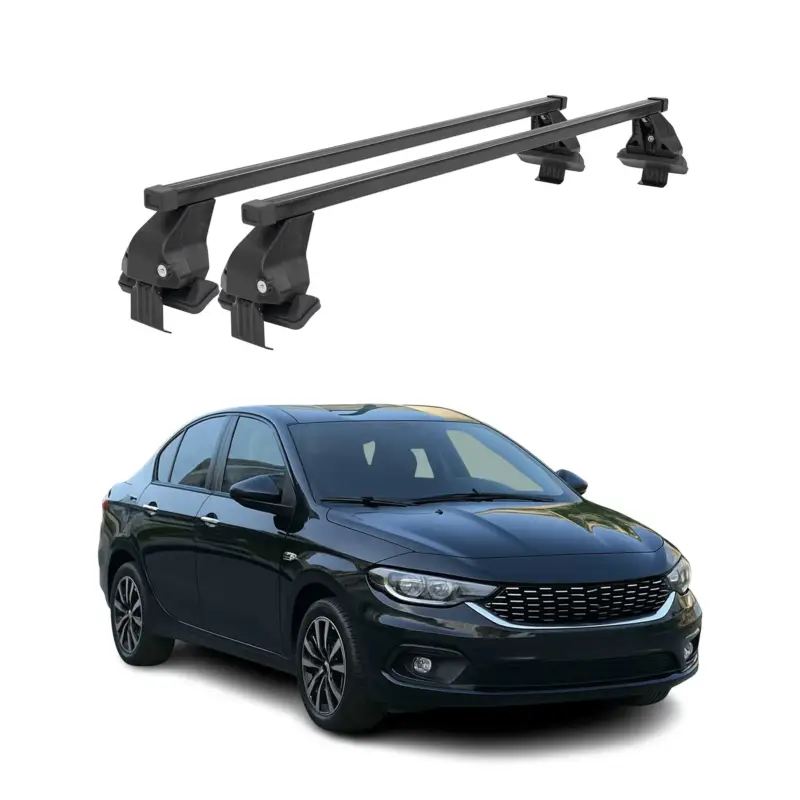 Billig Menabo Dachträger Grundtäger für Fiat Tipo 2015-2020 Pre-FL 50kg Stahl Schwarz