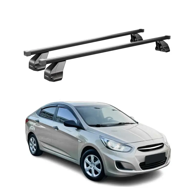 Solange Der Vorrat Reicht Menabo Dachträger Grundtäger für Hyundai Accent 2010-2017 75kg Stahl Schwarz 2x