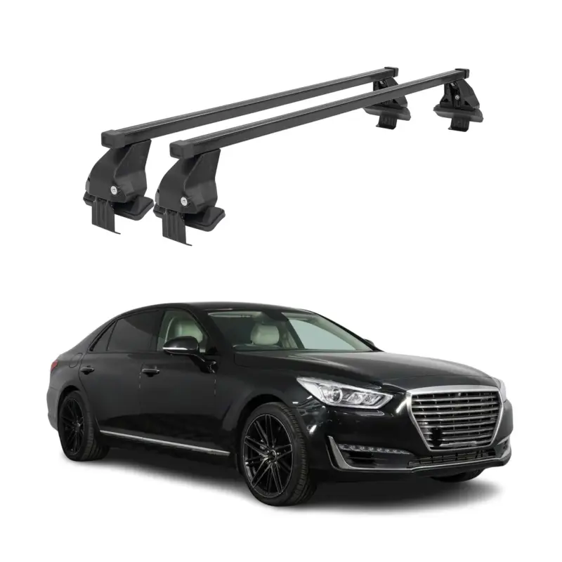 Menabo Dachträger Grundtäger für Genesis G90 2016-2019 50kg Stahl Schwarz 2 tlg Beliebt