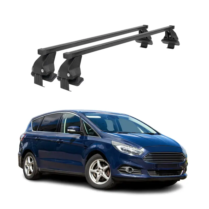 Billig Menabo Dachträger Grundtäger für Ford S-Max 2015-2019 50kg Stahl Schwarz 2 tlg