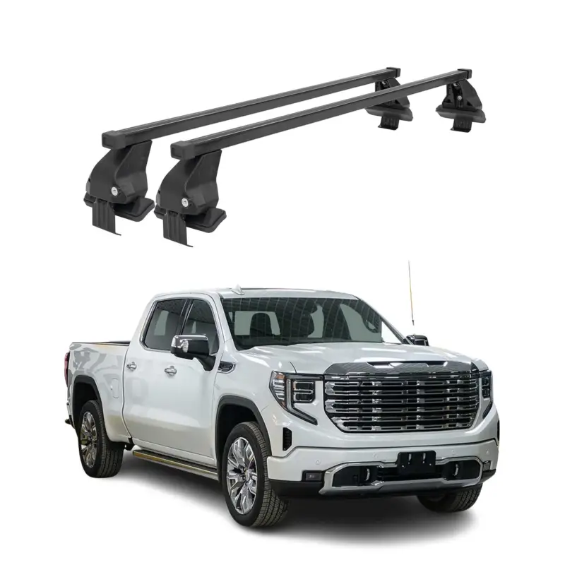 Schneller Versand Menabo Dachträger Grundtäger für GMC Sierra Limo 2019-2024 50kg Stahl Schwarz 2x