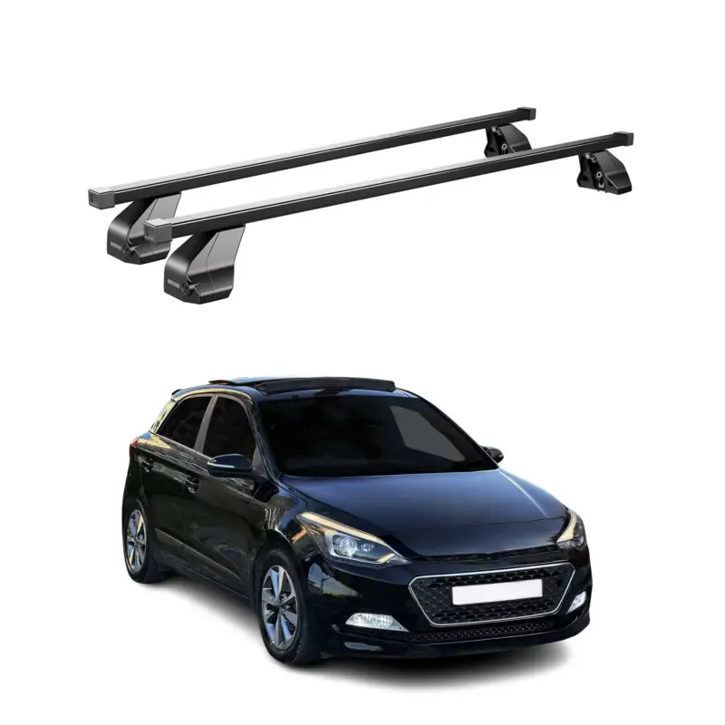 Neue Kollektion Menabo Dachträger Grundtäger für Hyundai i20 2014-2020 75kg Stahl Schwarz 2 tlg