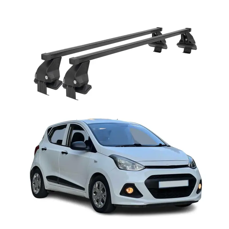 Meistverkauft Menabo Dachträger Grundtäger für Hyundai i10 2013-2017 50kg Stahl Schwarz 2 tlg