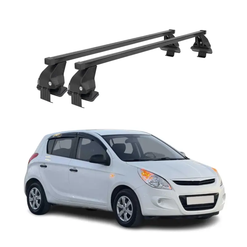 Menabo Dachträger Grundtäger für Hyundai i20 2008-2014 50kg Stahl Schwarz 2 tlg Kracherpreis