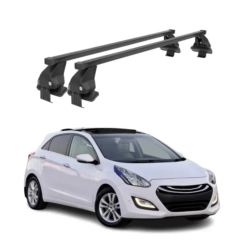 Markenware Menabo Dachträger Grundtäger für Hyundai i30 2011-2015 50kg Stahl Schwarz 2 tlg