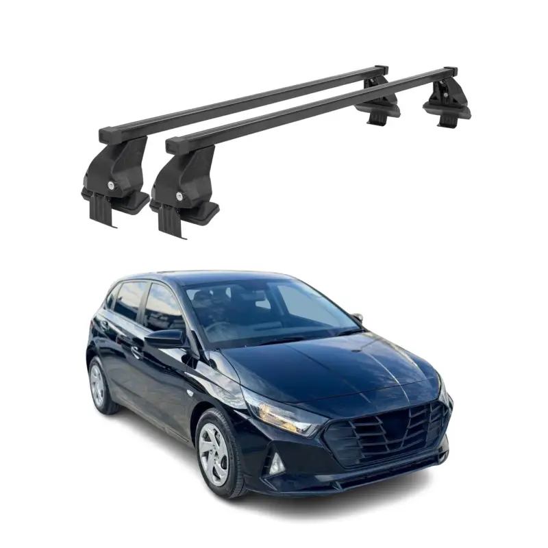 Billig Menabo Dachträger Grundtäger für Hyundai i20 2020-2026 50kg Stahl Schwarz 2 tlg