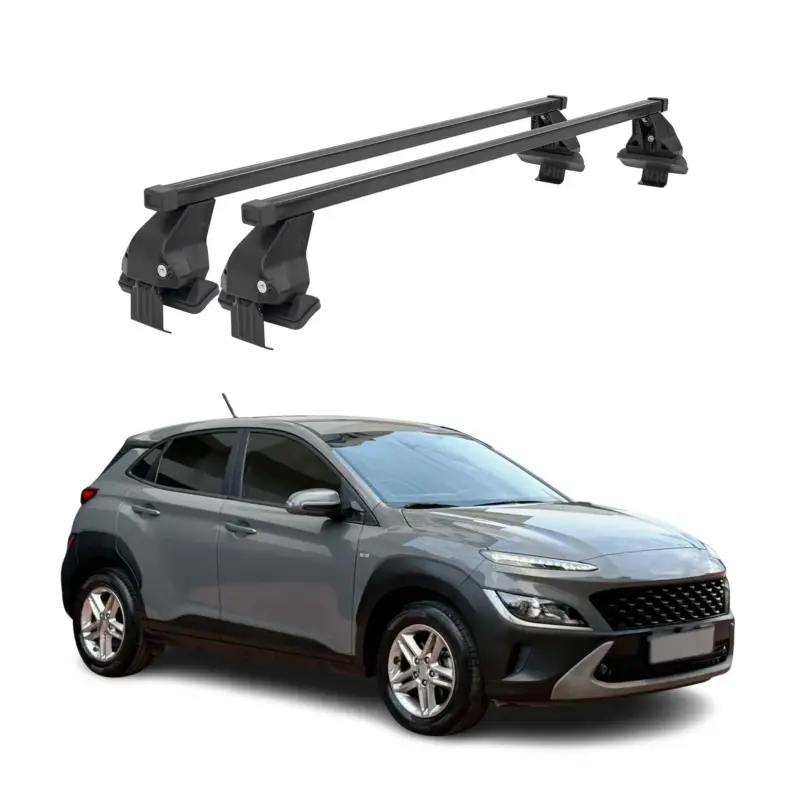 Super-Preis Menabo Dachträger Grundtäger für Hyundai Kona I 2018-2023 50kg Stahl Schwarz 2x