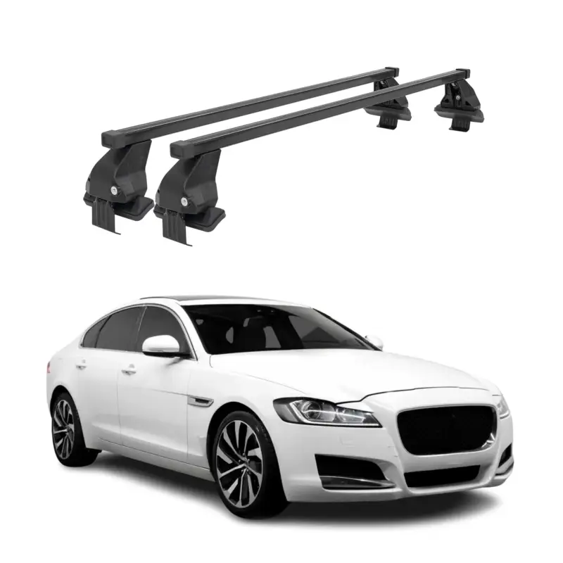 Menabo Dachträger Grundtäger für Jaguar XF X260 2015-2020 50kg Stahl Schwarz 2x Mega-Angebot