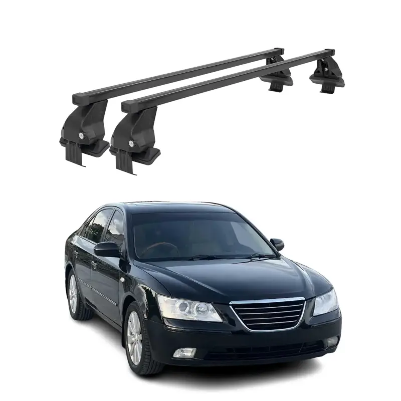 Schneller Versand Menabo Dachträger Grundtäger für Hyundai Sonata mk6 2009-2014 50kg Stahl Schwarz