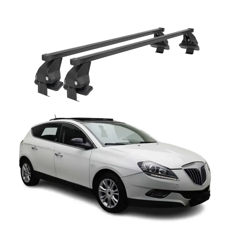Billig Menabo Dachträger Grundtäger für Lancia Delta 2008-2014 50kg Stahl Schwarz 2 tlg