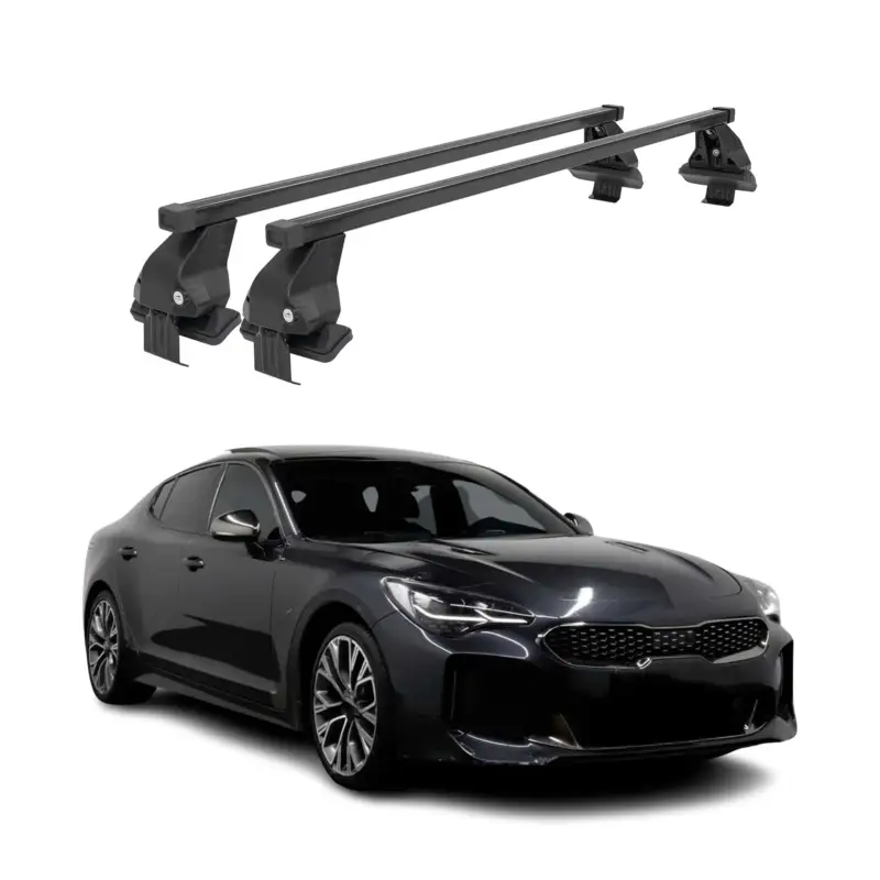 Menabo Dachträger Grundtäger für Kia Stinger 2018-2023 50kg Stahl Schwarz 2 tlg Finale Aktion