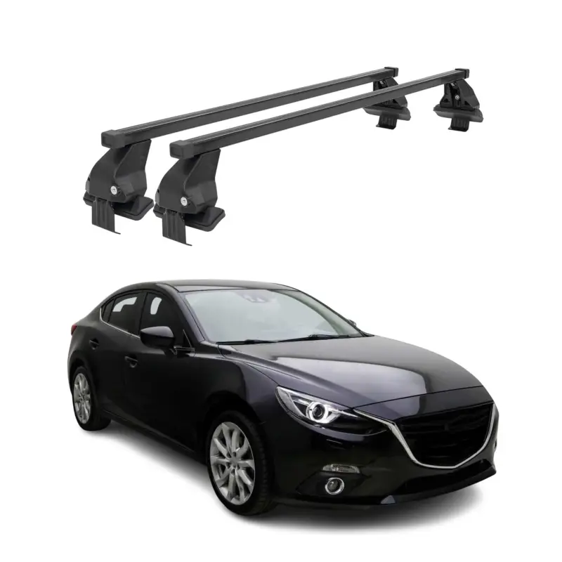 Preisknaller Menabo Dachträger Grundtäger für Mazda 3 BM 2013-2019 50kg Stahl Schwarz 2 tlg