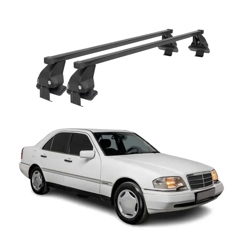 Menabo Dachträger für Mercedes C Klasse W202 Limo 1993-2000 50kg Stahl Schwarz Zertifiziert
