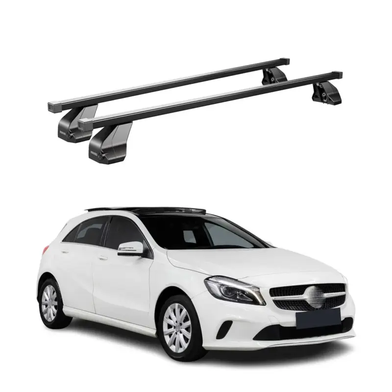 Neu Menabo Dachträger für Mercedes A Klasse W176 2012-2018 75kg Stahl Schwarz 2x