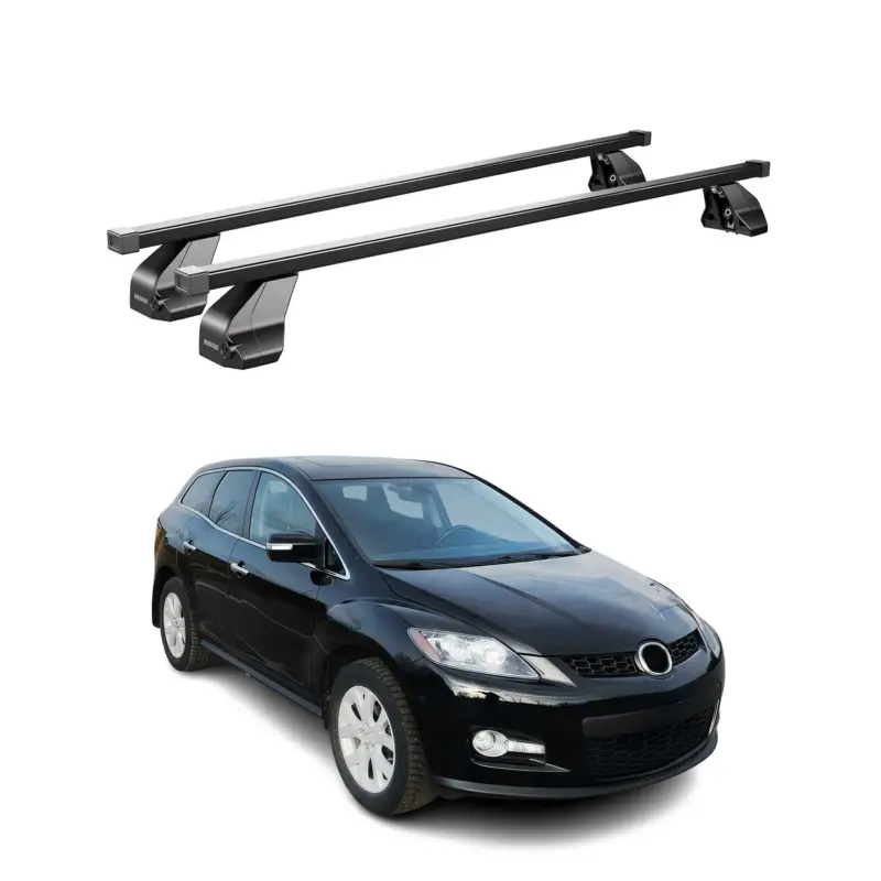 Menabo Dachträger Grundtäger für Mazda CX-7 2006-2012 75kg Stahl Schwarz 2 tlg Billig